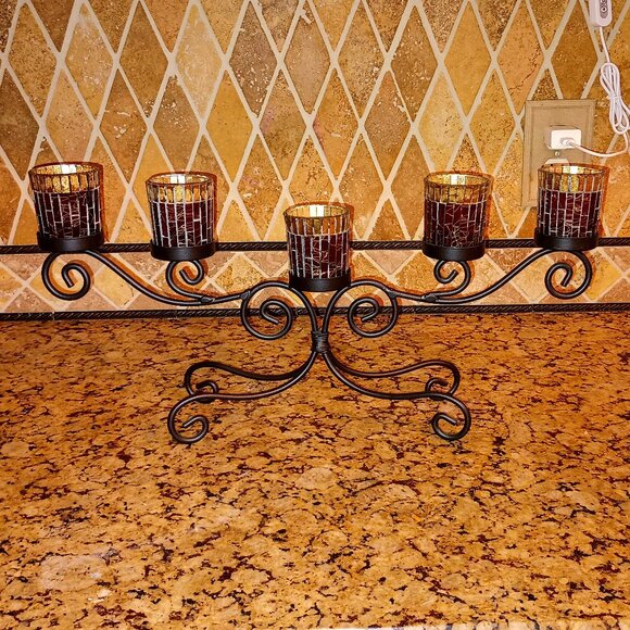 Pier 1 Imports Black Wrought Iron Candle Holder - Picture 1 of 11